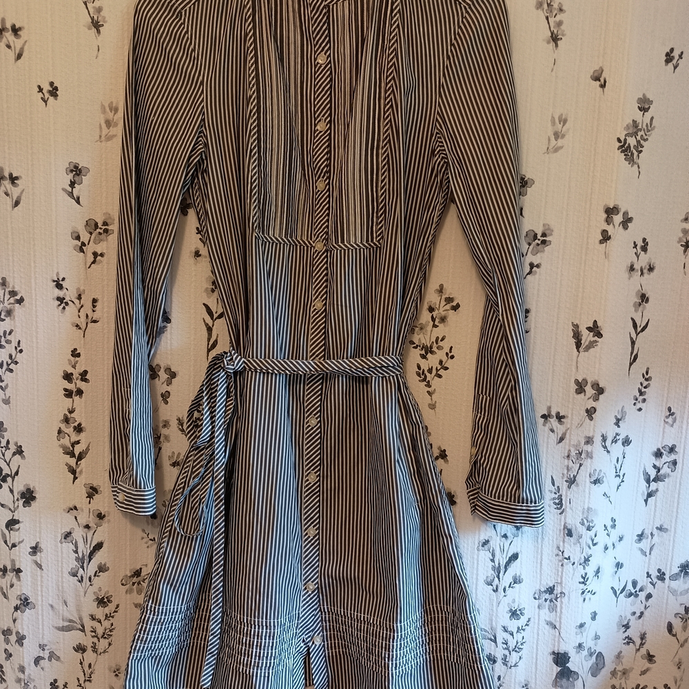 GAP Blue Long Sleeve Bib Collar Shirt Dress
